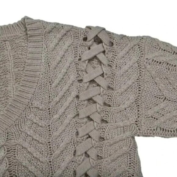 Heartloom Sweater Cable Knit  Braided Cream Oatmeal Oversit Small - Picture 6 of 12